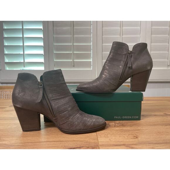 Paul Green Malibu Sliced Double Zip Bootie Nubuck Antique Metallic Size 10.5 NIB - Picture 8 of 12